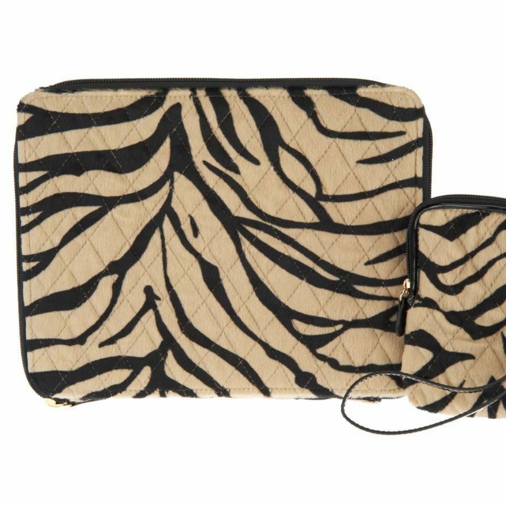 DENNIS BASSO Faux Fur Tablet and Cell Phone Case Zebra Brand New